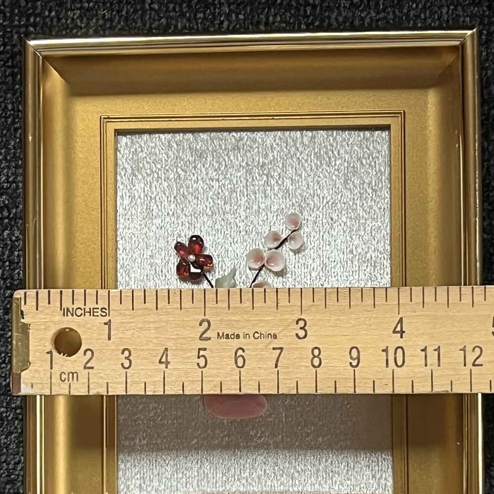 Framed Stone Pebble Shell Flowers Floral Design Wall Decor - Picture 6 of 7